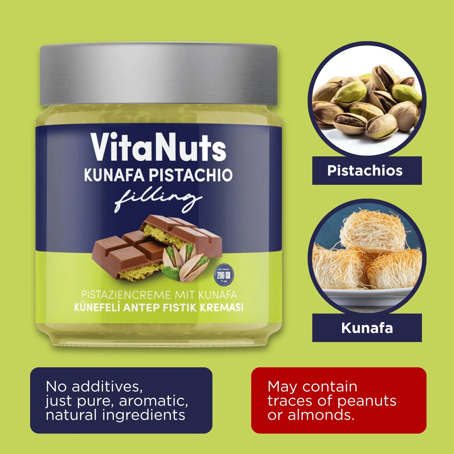 Pistafood Kunafa Pistachio Filling – Traditional Crunch & Cream 200g (7.05 oz)