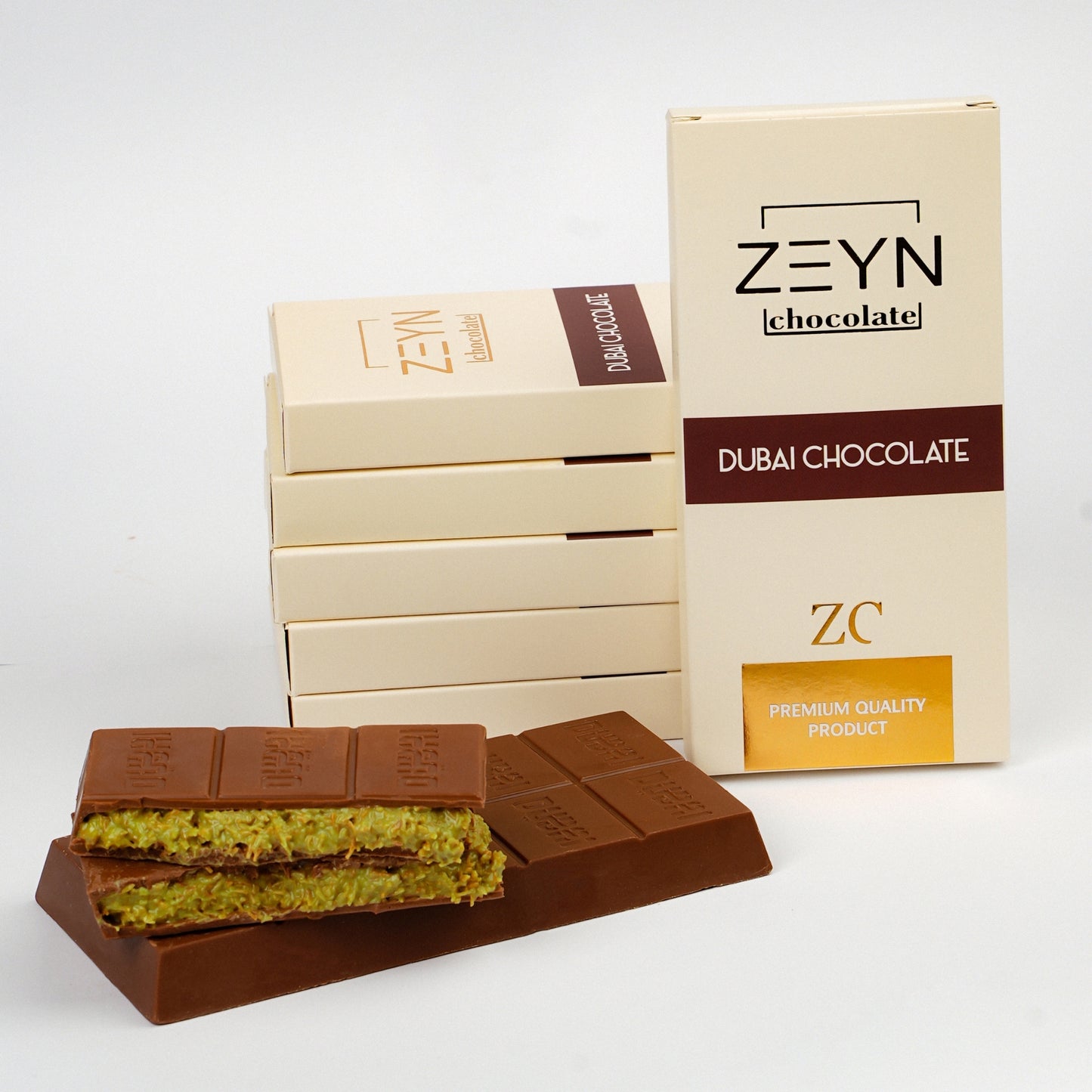 Zeyn Premium Quality Dubai Chocolate Bar - Milk Chocolate with Pistachios & Kadaif 200g (7 oz)