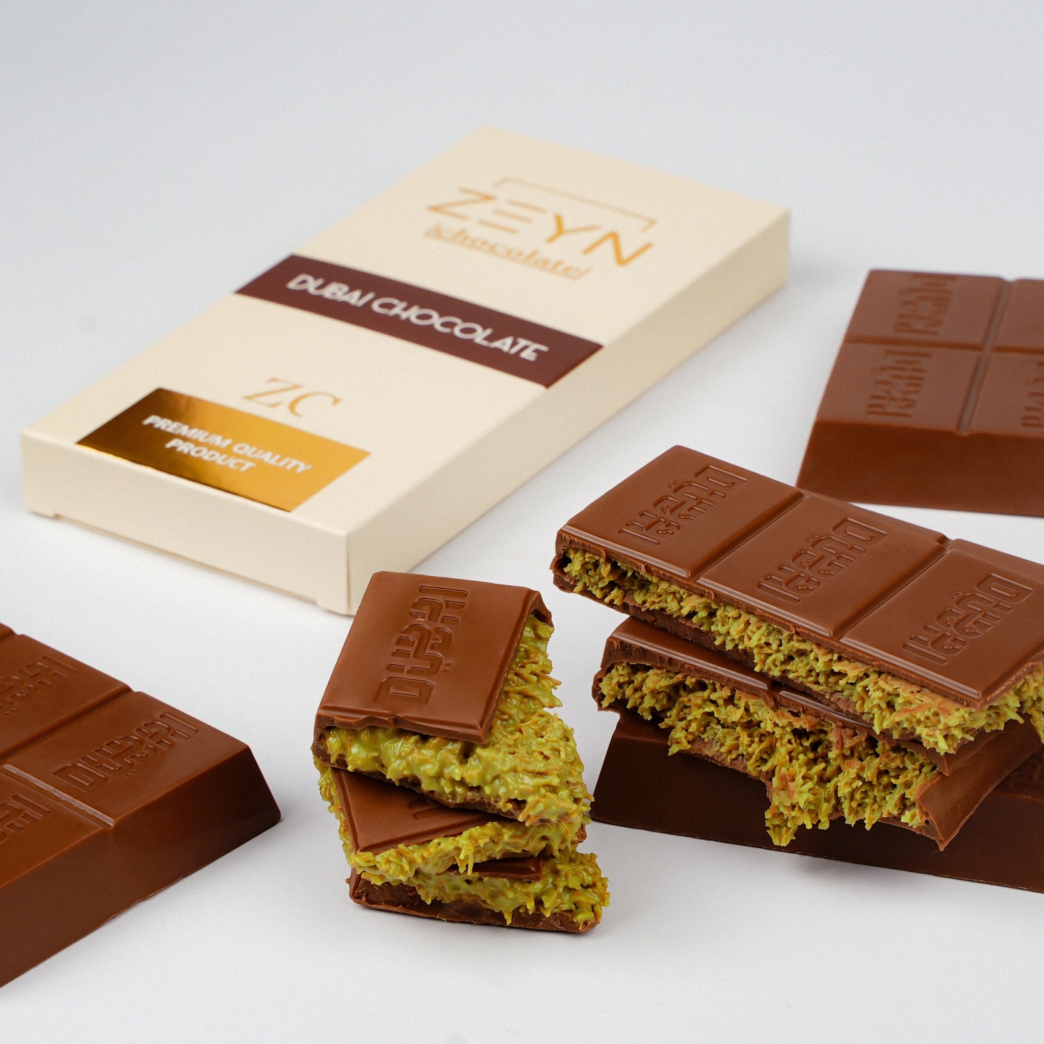 Zeyn Premium Quality Dubai Chocolate Bar - Milk Chocolate with Pistachios & Kadaif 200g (7 oz)